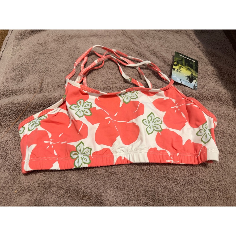 Carve Designs Womens Coral Floral Strappy Cross Back Bikini Swim Top NWT Size L